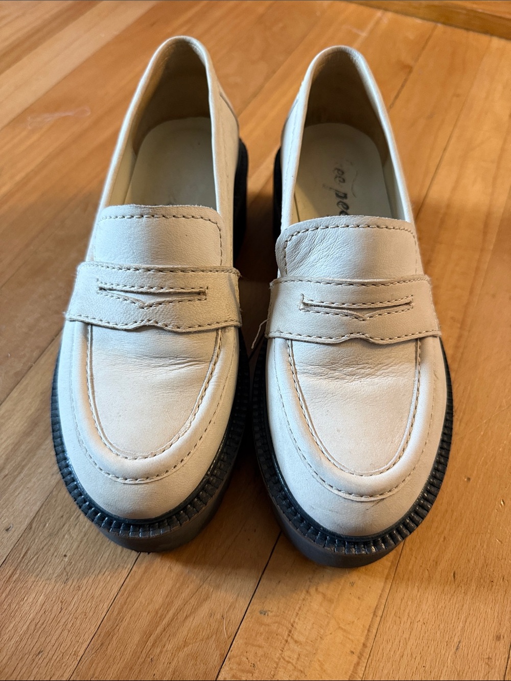 Women’s Free People Cream Loafers with Black Sole